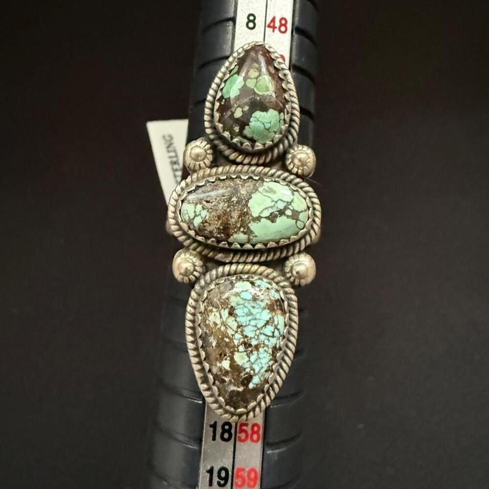 Sterling silver handmade triple stone ring. 6.75